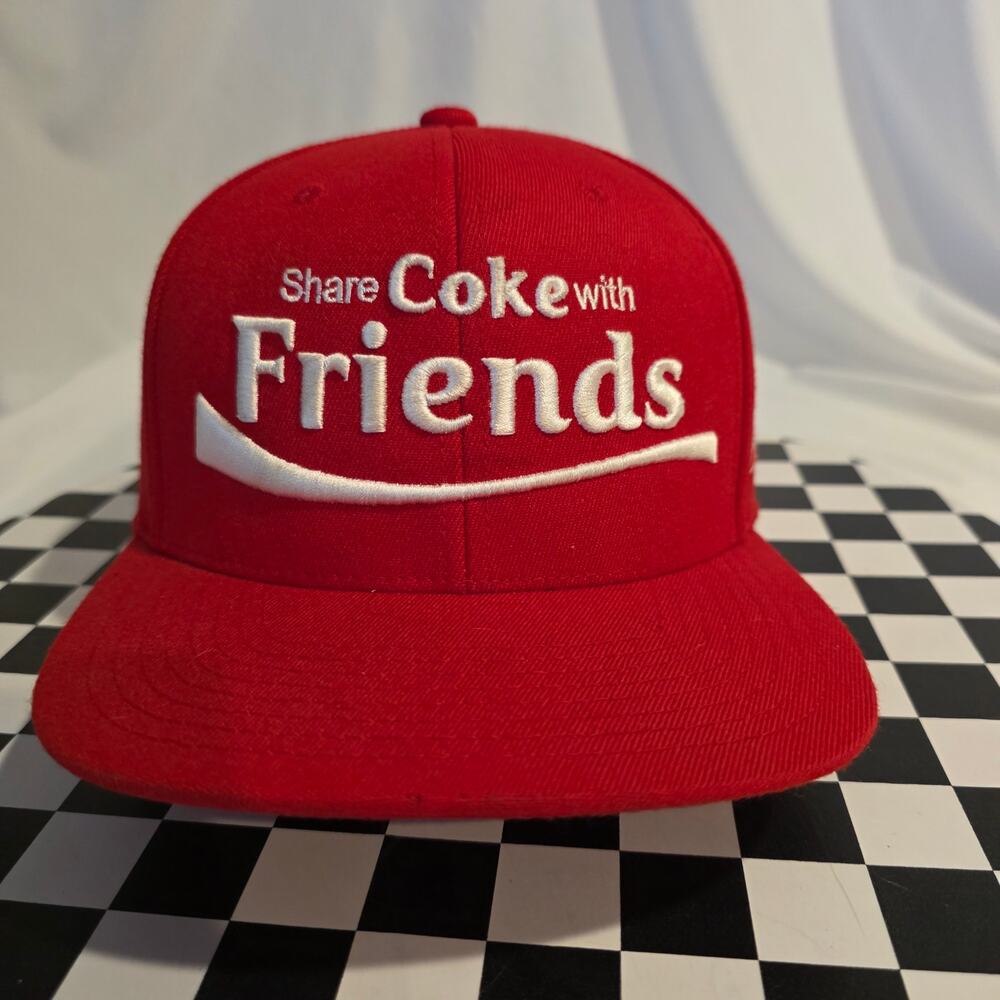 Share Coke With Friends‎ Snapback Hat Red Yupoong 110 Flexfit Cap Rare